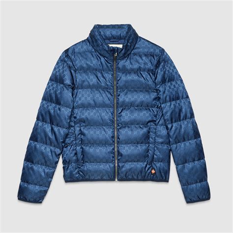 blue gucci down jacket|Gucci padded jacket men's.